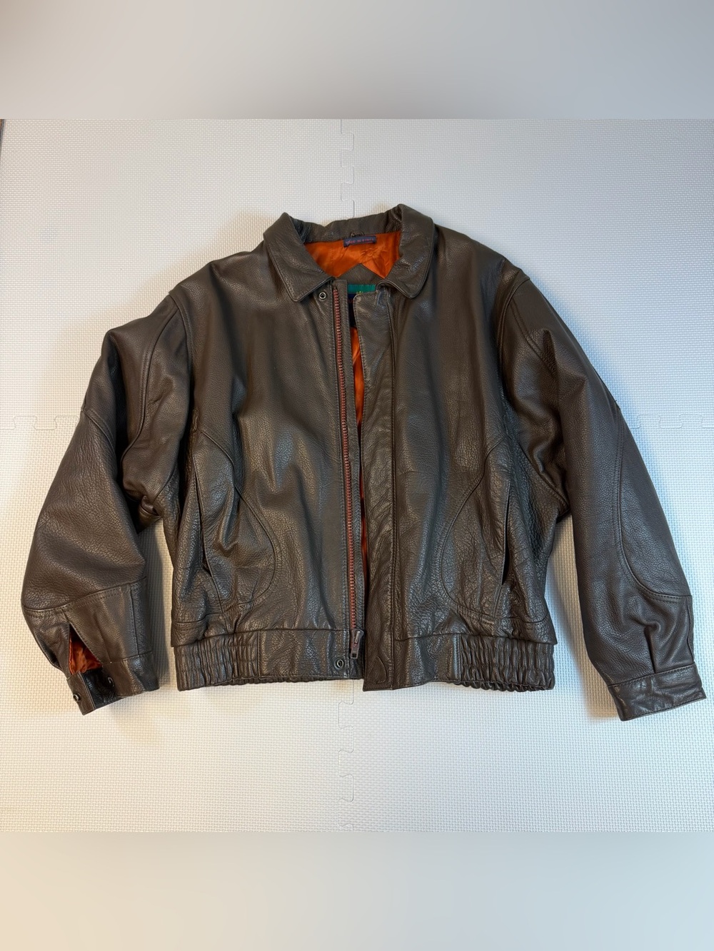 Woodward Brown Leather Jacket Men's M- Pilot Bomber Style - Insulation Liner